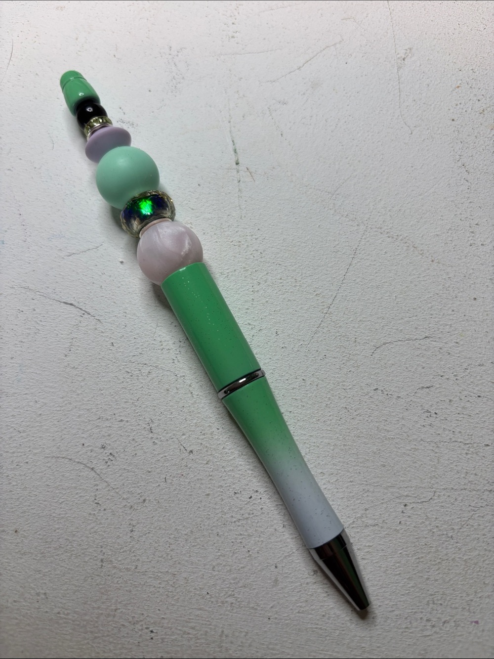 Handcrafted Green & Pink Decorative Ballpoint Pen - Home Office